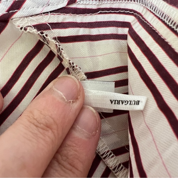 Sandro Red and White Pinstripe Structural Blouse - Picture 14 of 16